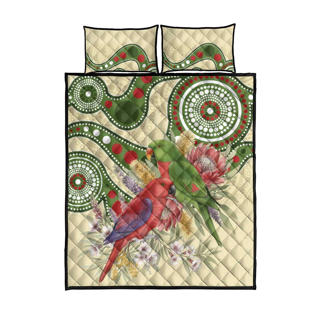 Australia Moluccan Eclectus Quilt Bed Set Australian Native Flowers Indigenous Art - Aussie Hoodie