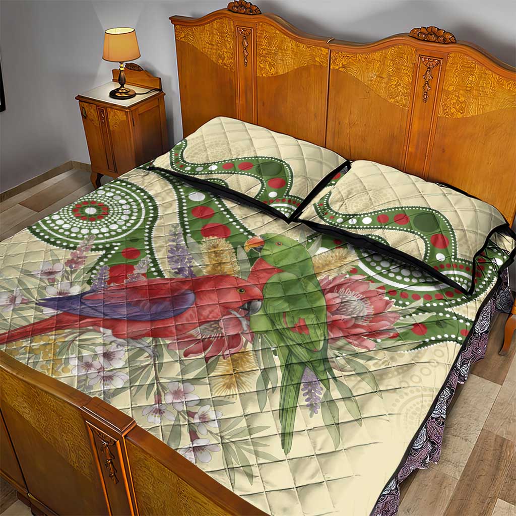 Australia Moluccan Eclectus Quilt Bed Set Australian Native Flowers Indigenous Art - Aussie Hoodie