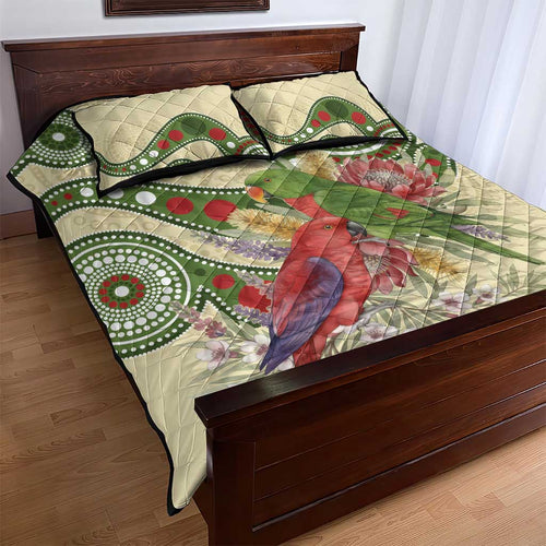 Australia Moluccan Eclectus Quilt Bed Set Australian Native Flowers Indigenous Art - Aussie Hoodie
