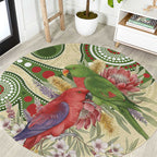Australia Moluccan Eclectus Round Carpet Australian Native Flowers Indigenous Art - Aussie Hoodie