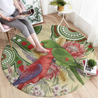 Australia Moluccan Eclectus Round Carpet Australian Native Flowers Indigenous Art - Aussie Hoodie