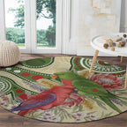 Australia Moluccan Eclectus Round Carpet Australian Native Flowers Indigenous Art - Aussie Hoodie