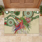 Australia Moluccan Eclectus Rubber Doormat Australian Native Flowers Indigenous Art - Aussie Hoodie