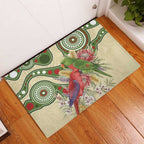 Australia Moluccan Eclectus Rubber Doormat Australian Native Flowers Indigenous Art - Aussie Hoodie
