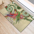 Australia Moluccan Eclectus Rubber Doormat Australian Native Flowers Indigenous Art - Aussie Hoodie
