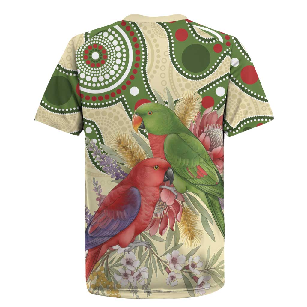 Australia Moluccan Eclectus Rugby Jersey Australian Native Flowers Indigenous Art - Aussie Hoodie