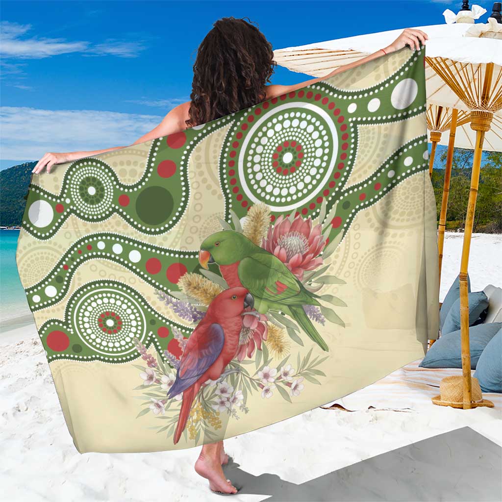 Australia Moluccan Eclectus Sarong Australian Native Flowers Indigenous Art - Aussie Hoodie
