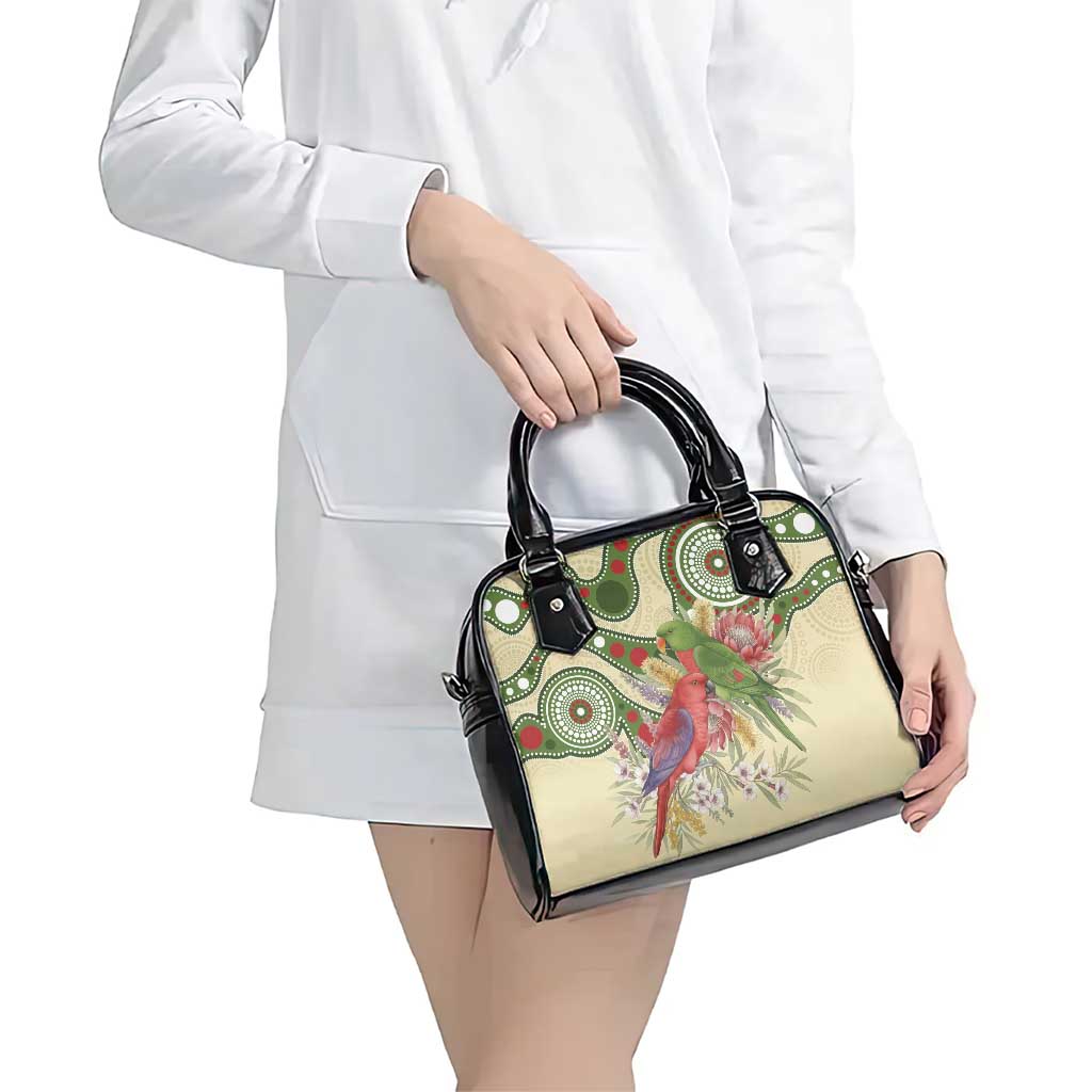 Australia Moluccan Eclectus Shoulder Handbag Australian Native Flowers Indigenous Art - Aussie Hoodie