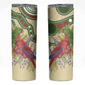 Australia Moluccan Eclectus Skinny Tumbler Australian Native Flowers Indigenous Art - Aussie Hoodie