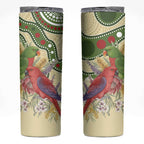 Australia Moluccan Eclectus Skinny Tumbler Australian Native Flowers Indigenous Art - Aussie Hoodie