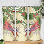Australia Moluccan Eclectus Skinny Tumbler Australian Native Flowers Indigenous Art - Aussie Hoodie