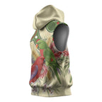 Australia Moluccan Eclectus Sleeveless Hoodie Australian Native Flowers Indigenous Art - Aussie Hoodie