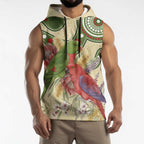 Australia Moluccan Eclectus Sleeveless Hoodie Australian Native Flowers Indigenous Art - Aussie Hoodie