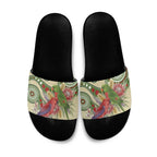 Australia Moluccan Eclectus Slide Sandals Australian Native Flowers Indigenous Art - Aussie Hoodie