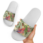 Australia Moluccan Eclectus Slide Sandals Australian Native Flowers Indigenous Art - Aussie Hoodie