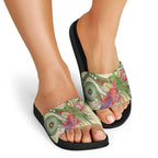 Australia Moluccan Eclectus Slide Sandals Australian Native Flowers Indigenous Art - Aussie Hoodie