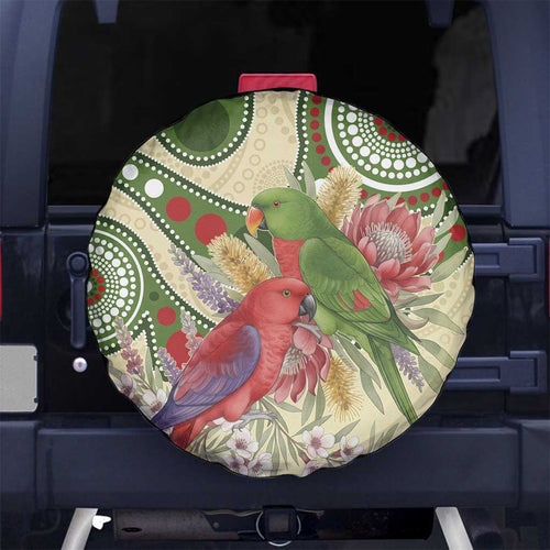 Australia Moluccan Eclectus Spare Tire Cover Australian Native Flowers Indigenous Art - Aussie Hoodie