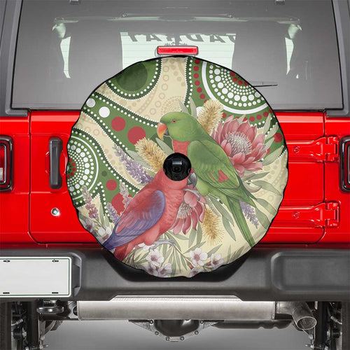 Australia Moluccan Eclectus Spare Tire Cover Australian Native Flowers Indigenous Art - Aussie Hoodie