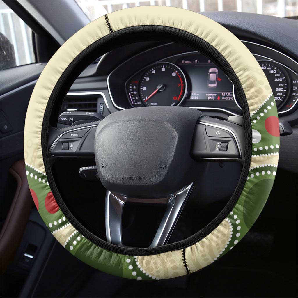 Australia Moluccan Eclectus Steering Wheel Cover Australian Native Flowers Indigenous Art - Aussie Hoodie