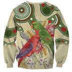 Australia Moluccan Eclectus Sweatshirt Australian Native Flowers Indigenous Art - Aussie Hoodie