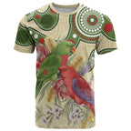 Australia Moluccan Eclectus T Shirt Australian Native Flowers Indigenous Art - Aussie Hoodie
