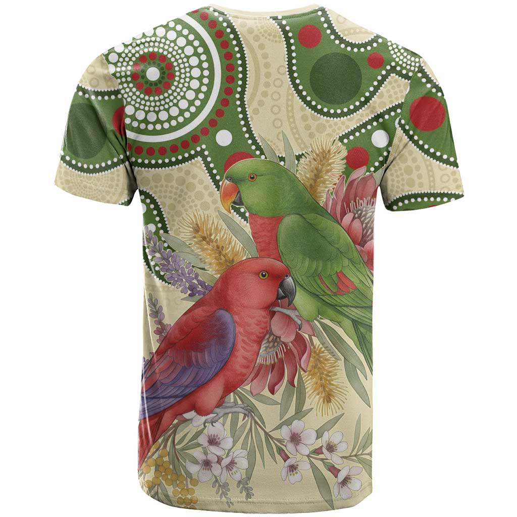 Australia Moluccan Eclectus T Shirt Australian Native Flowers Indigenous Art - Aussie Hoodie