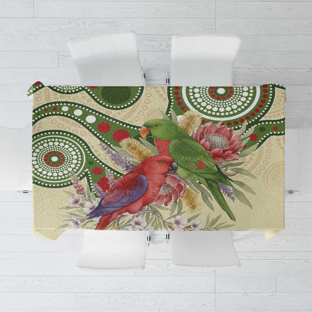 Australia Moluccan Eclectus Tablecloth Australian Native Flowers Indigenous Art - Aussie Hoodie