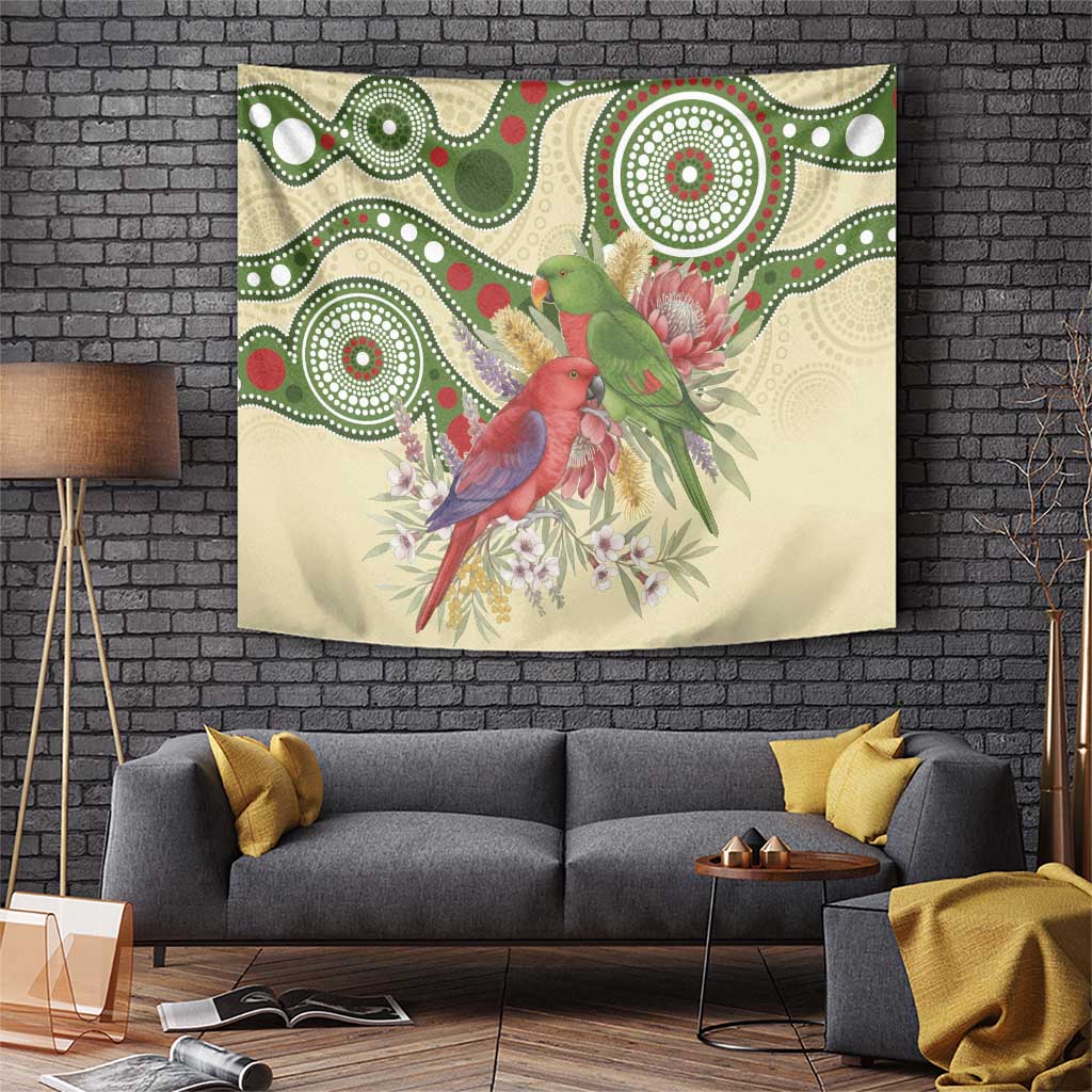 Australia Moluccan Eclectus Tapestry Australian Native Flowers Indigenous Art - Aussie Hoodie