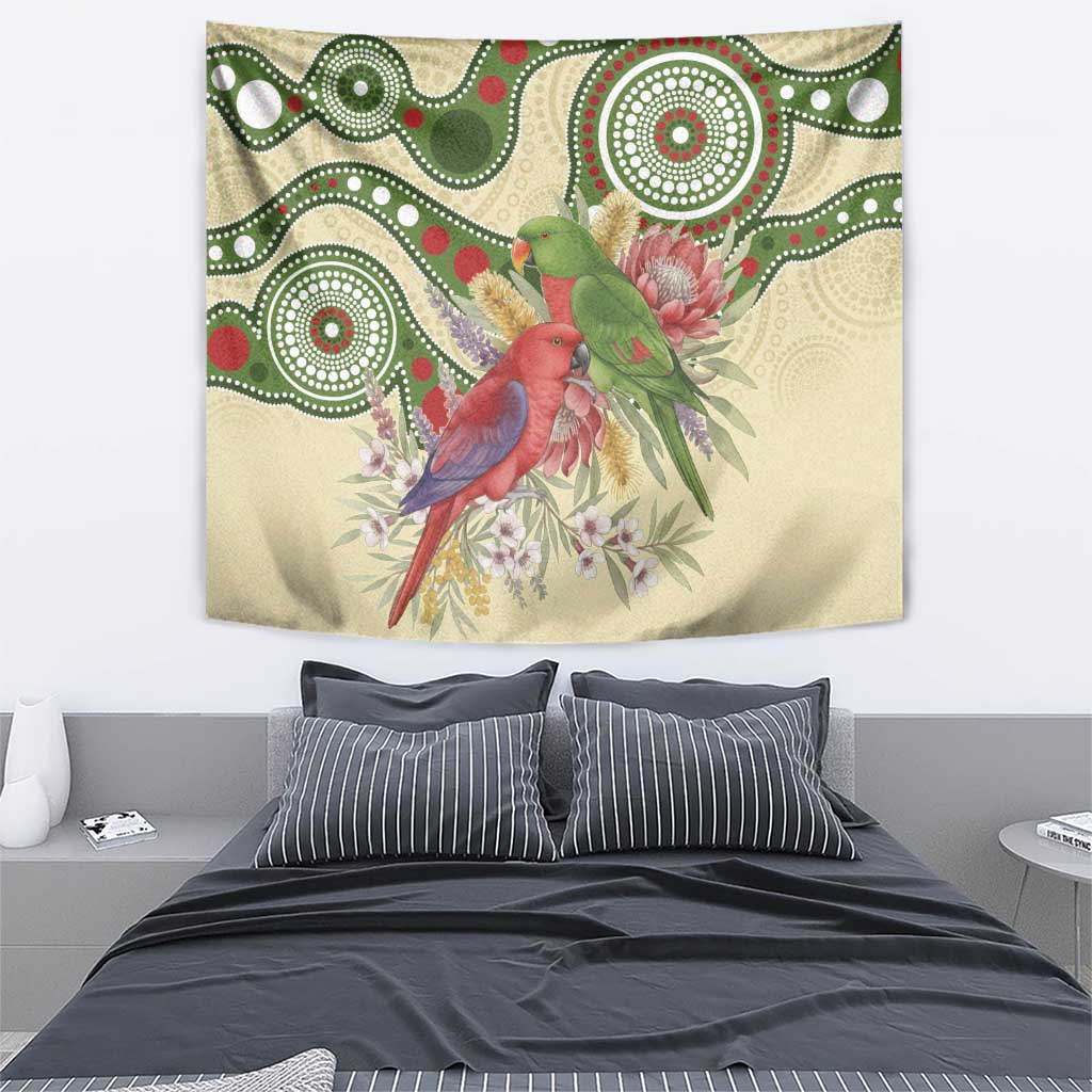 Australia Moluccan Eclectus Tapestry Australian Native Flowers Indigenous Art - Aussie Hoodie