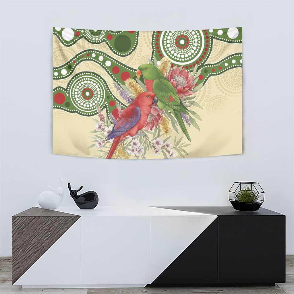 Australia Moluccan Eclectus Tapestry Australian Native Flowers Indigenous Art - Aussie Hoodie