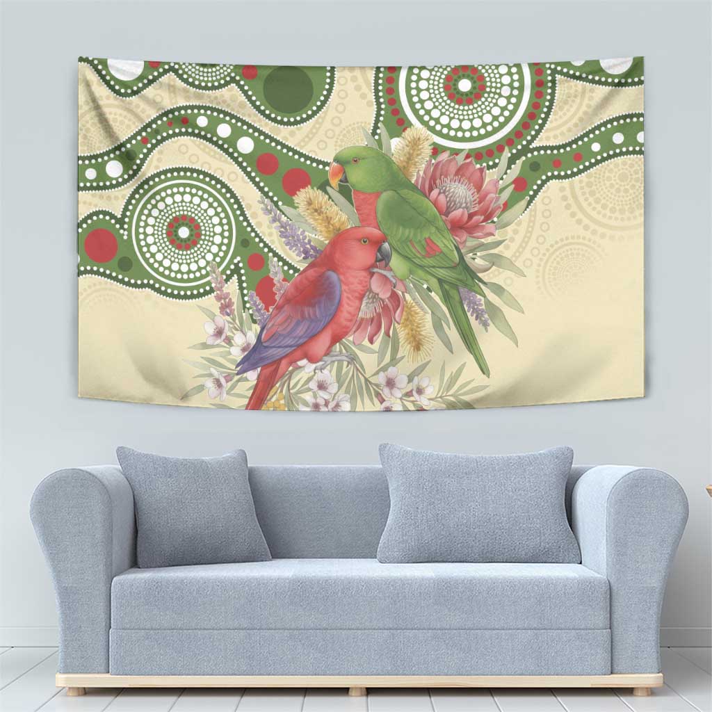 Australia Moluccan Eclectus Tapestry Australian Native Flowers Indigenous Art - Aussie Hoodie