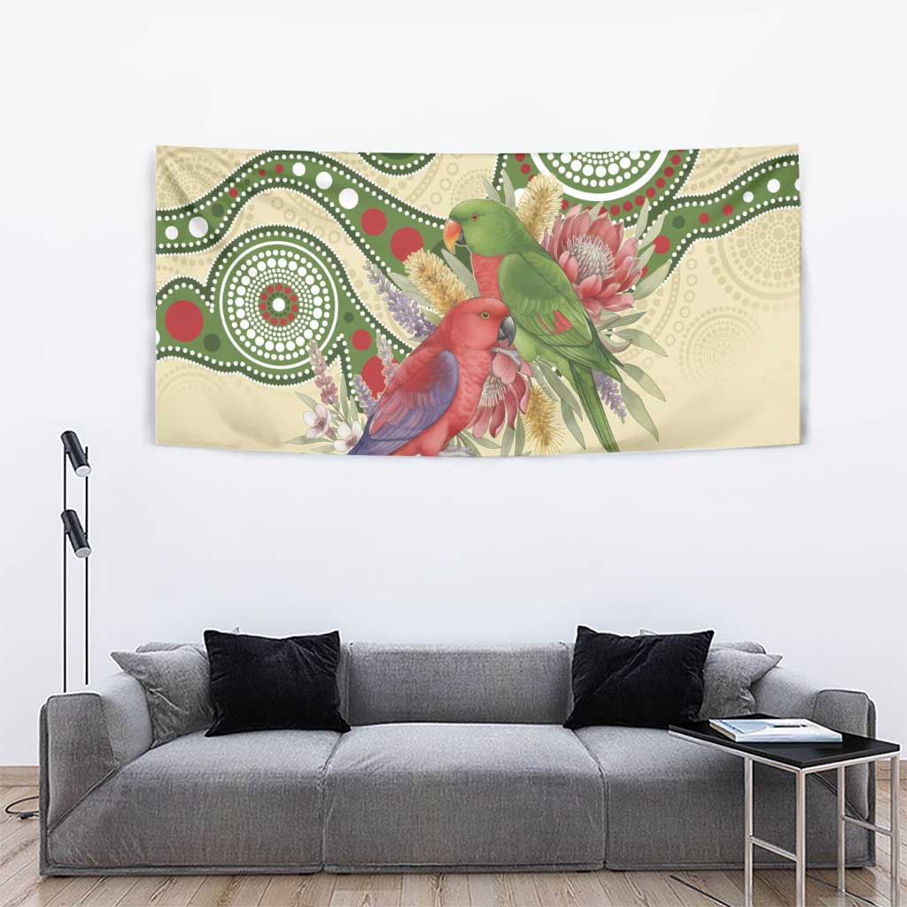 Australia Moluccan Eclectus Tapestry Australian Native Flowers Indigenous Art - Aussie Hoodie