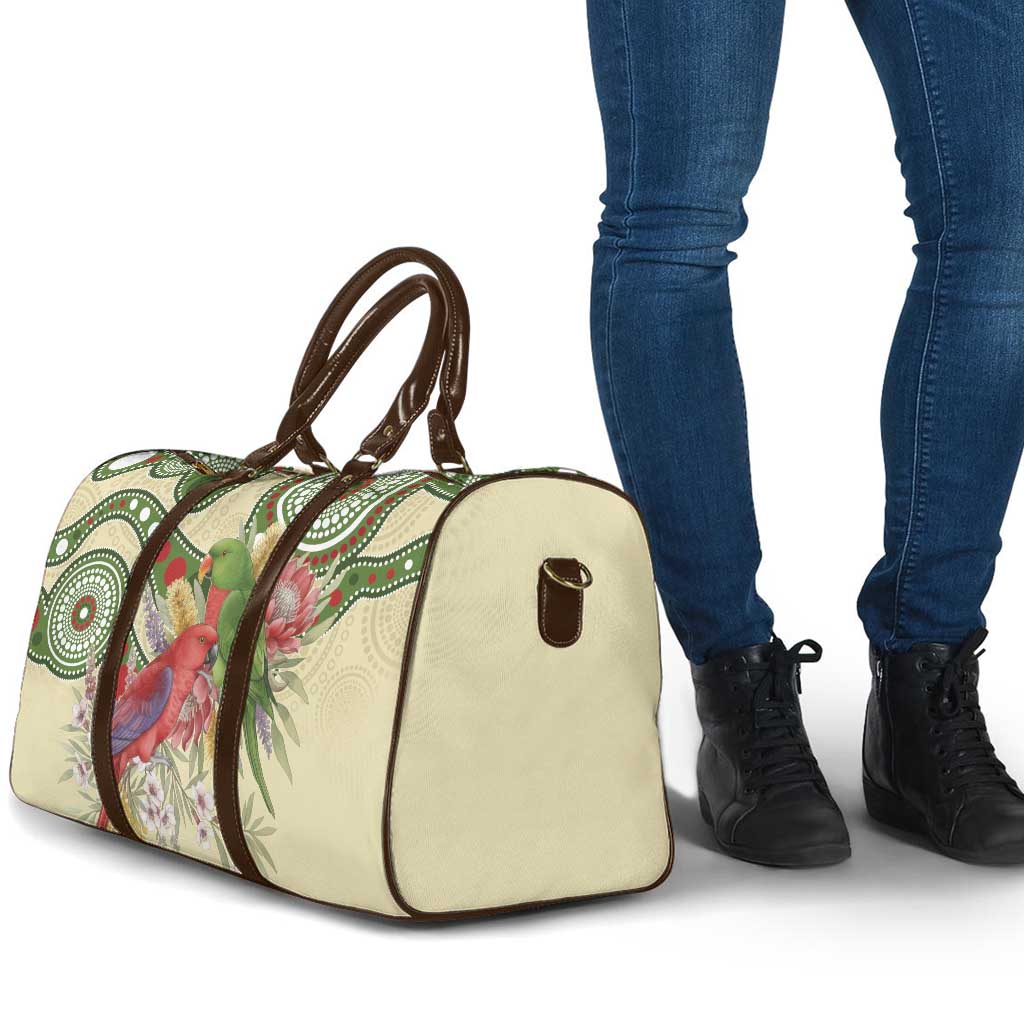 Australia Moluccan Eclectus Travel Bag Australian Native Flowers Indigenous Art - Aussie Hoodie