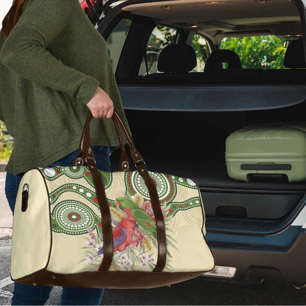Australia Moluccan Eclectus Travel Bag Australian Native Flowers Indigenous Art - Aussie Hoodie