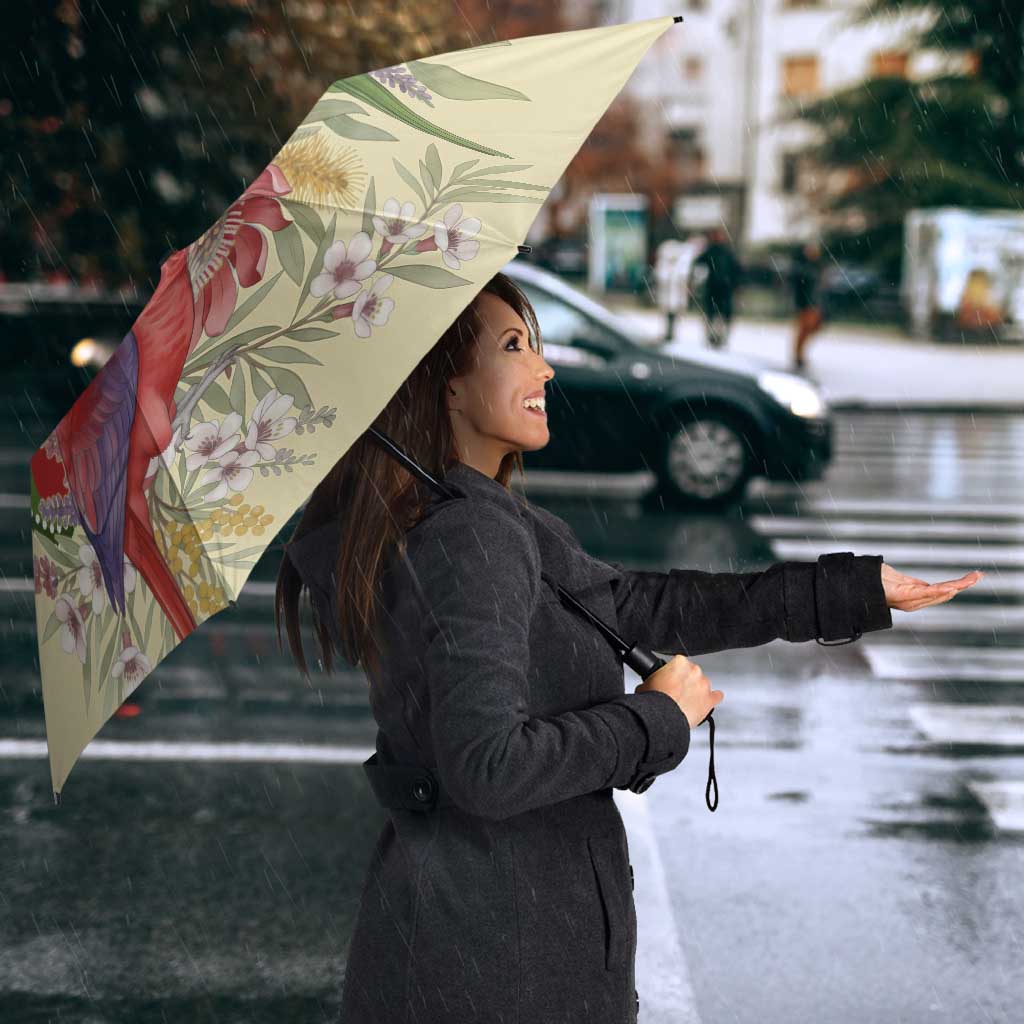 Australia Moluccan Eclectus Umbrella Australian Native Flowers Indigenous Art - Aussie Hoodie
