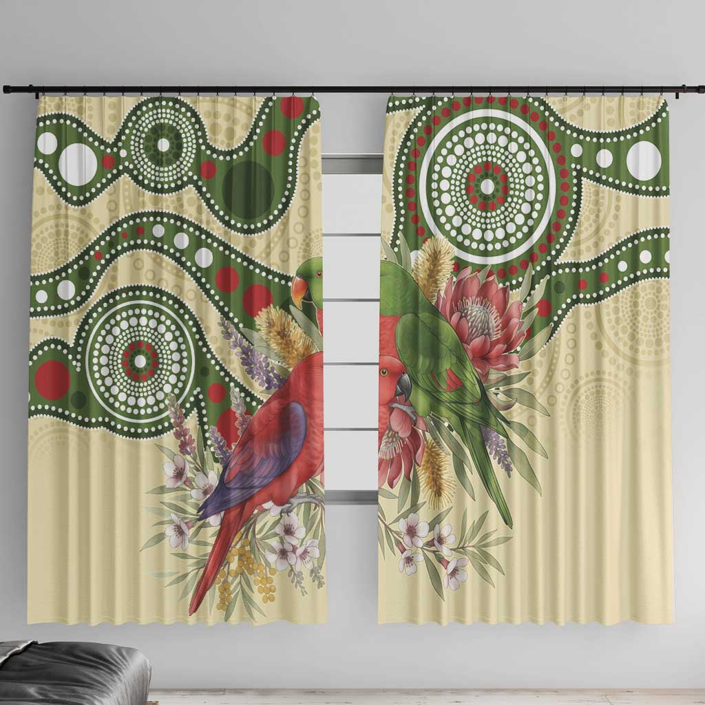 Australia Moluccan Eclectus Window Curtain Australian Native Flowers Indigenous Art - Aussie Hoodie