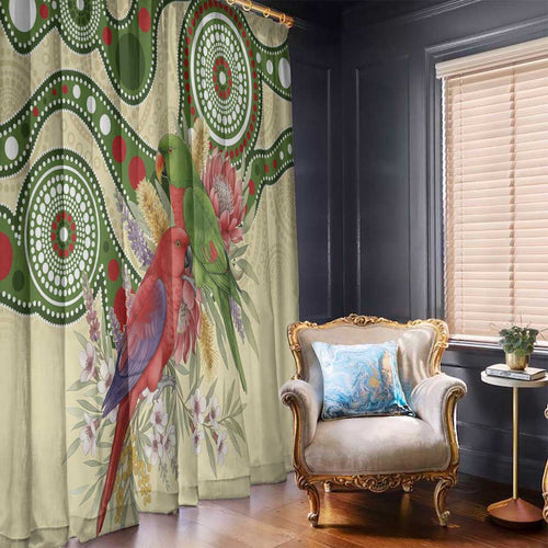 Australia Moluccan Eclectus Window Curtain Australian Native Flowers Indigenous Art - Aussie Hoodie