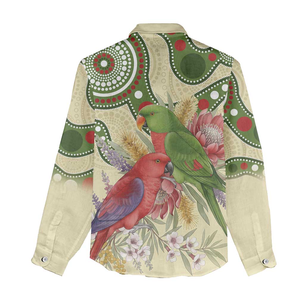 Australia Moluccan Eclectus Women Casual Shirt Australian Native Flowers Indigenous Art - Aussie Hoodie