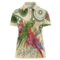 Australia Moluccan Eclectus Women Polo Shirt Australian Native Flowers Indigenous Art - Aussie Hoodie