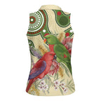 Australia Moluccan Eclectus Women Sleeveless Polo Shirt Australian Native Flowers Indigenous Art - Aussie Hoodie