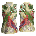 Australia Moluccan Eclectus Women Sleeveless Polo Shirt Australian Native Flowers Indigenous Art - Aussie Hoodie