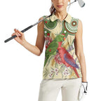 Australia Moluccan Eclectus Women Sleeveless Polo Shirt Australian Native Flowers Indigenous Art - Aussie Hoodie