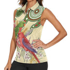 Australia Moluccan Eclectus Women Sleeveless Polo Shirt Australian Native Flowers Indigenous Art - Aussie Hoodie