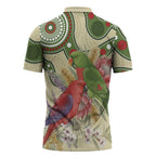 Australia Moluccan Eclectus Zipper Polo Shirt Australian Native Flowers Indigenous Art - Aussie Hoodie