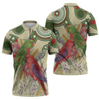 Australia Moluccan Eclectus Zipper Polo Shirt Australian Native Flowers Indigenous Art - Aussie Hoodie