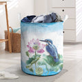 Australia Azure Kingfisher Laundry Basket Ceyx Azureus Sacred Lotus Watercolor - Aussie Hoodie