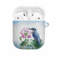 Australia Azure Kingfisher AirPods Case Ceyx Azureus Sacred Lotus Watercolor - Aussie Hoodie
