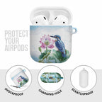 Australia Azure Kingfisher AirPods Case Ceyx Azureus Sacred Lotus Watercolor - Aussie Hoodie