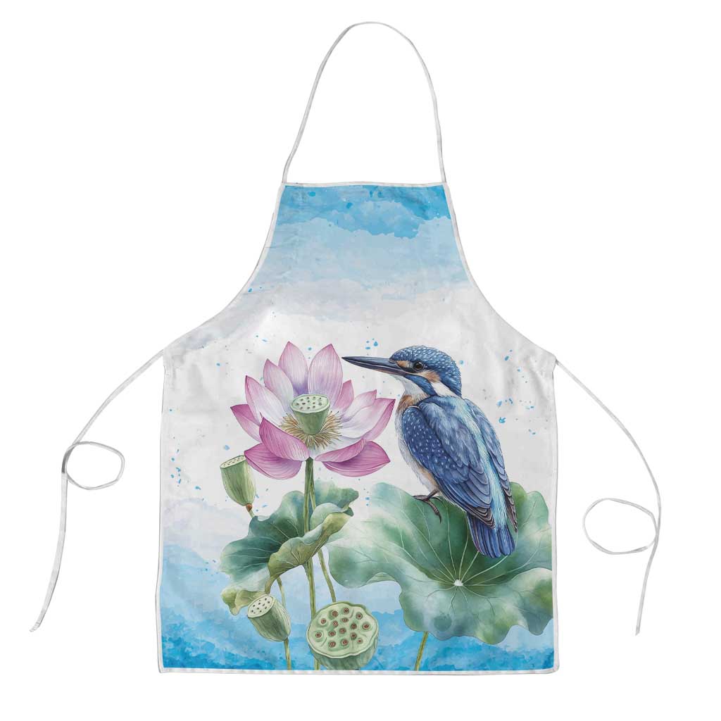 Australia Azure Kingfisher Apron Ceyx Azureus Sacred Lotus Watercolor - Aussie Hoodie