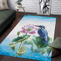 Australia Azure Kingfisher Area Rug Ceyx Azureus Sacred Lotus Watercolor - Aussie Hoodie